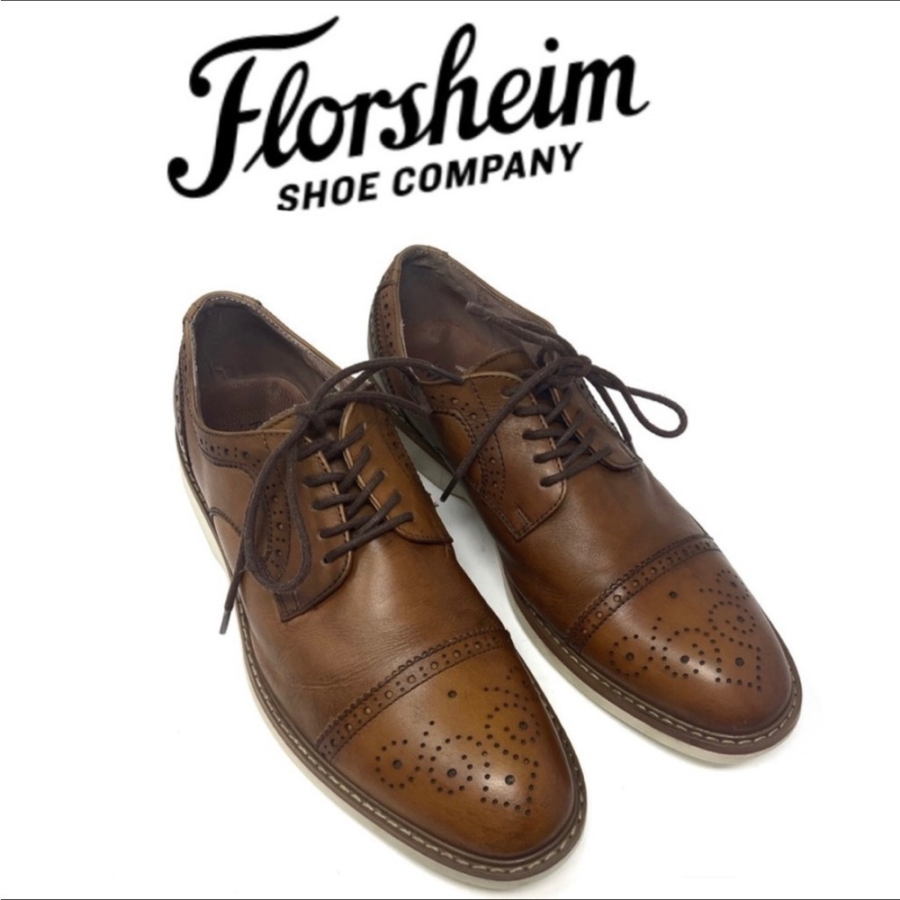 𝅺FLORSHEIM leather Cap Toe Oxford shoe